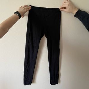 No Brand | Black Solid Color Leggings Bottoms Basic Casual Comfy Minimal Fall